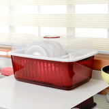 优质大号沥水碗架 带盖碗盆架 双层餐具笼 置物架 有盖餐具收纳盒
