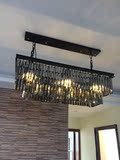 美式水晶吊灯简约现代铁艺复古餐厅客厅灯具北欧创意别墅大气吊灯