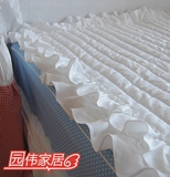 韩国代购进口四件套白色木耳边双层荷叶边夹棉绗缝床垫床品配件