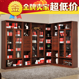 简约现代储物柜宜家书橱落地书架带门收纳置物架实木书柜自由组合