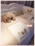 ins韩版卡通小熊有机彩棉婴儿床品套件床围 纯棉儿童床上用品被子