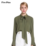 Five Plus2016新品女秋装雪纺系带领结宽松长袖衬衫2HL3013360