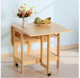 特价实木折叠餐桌椅组合一桌四凳 实木家具伸缩简约环保餐桌组合