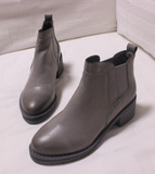 韩国代购2015秋冬灰色新款复古擦色低跟及裸短靴女真皮马丁靴女鞋