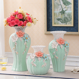 陶瓷花瓶三件套富贵竹花插欧式台面花器客厅办公室餐桌装饰品摆件
