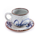 三分烧特色中西结合古典咖啡杯碟子欧式花纹杯碟套装青花陶瓷杯具