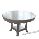 欧式家具 实木餐桌椅组合 美式仿古做旧小户型白色圆桌 奢华餐台