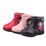 ABC童鞋女短靴子2015冬新款女童二棉宝宝鞋加绒儿童皮鞋P55112516