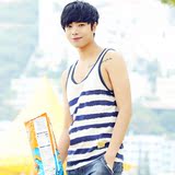 夏装男士运动背心 时尚潮流男装上衣服韩版修身青年条纹无袖汗衫