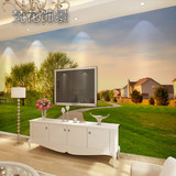 绿色田园风景树林大型壁画3d立体墙纸客厅沙发电视背景墙无缝壁纸