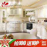 成都重庆白色水曲柳欧式实木整体橱柜定做厨房厨柜定制石英石台面