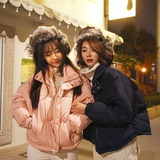 韩国代购2015冬季蝙蝠袖短款面包服女棉衣加厚宽松羽绒棉服外套潮