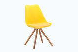 家用舒适多彩皮革软包坐垫伊姆斯塑料椅子注塑实木腿椅子办公椅