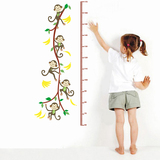 家居背景装饰墙画儿童身高贴纸小猴爬树墙贴画 PVC可移除防水墙贴