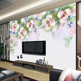 中式立体3D彩雕花卉壁纸客厅沙发电视背景墙壁画花朵无缝壁画墙纸