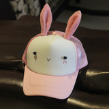原创可爱棒球帽 兔子耳朵粉色鸭舌帽遮阳帽 可爱兔子网帽子 女 夏