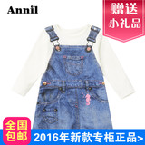 安奈儿2016春夏新款小女童长袖针织连衣裙专柜正品XG613652包邮