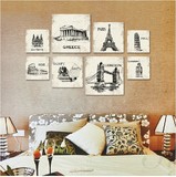 欧美复古建筑巴黎埃菲尔铁塔装饰画风景现代客厅卧室墙挂壁无框画