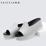 Faiccia/色非2016夏季新款欧美简约厚底高跟坡跟凉拖鞋女鞋B188U