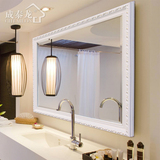 成泰龙 欧式实木浴室镜卫浴镜 田园卫生间镜子 装饰镜壁挂 WD0901