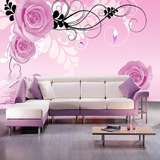 艺舍墙贴无缝大型壁画 3d立体玫瑰浪漫花卉装饰壁纸 卧室背景墙纸