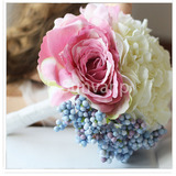 欧式森林系蓝莓浆果麻绳创意新娘婚礼仿真手捧花 情人节礼物