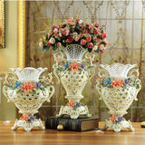欧式陶瓷花瓶三件套客厅电视柜家居装饰工艺品摆件结婚礼物创意