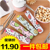 餐具套装筷子盒韩国可爱卡通学生不锈钢旅行便携式单人餐具勺子盒