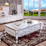 欧式茶几大理石面实木天然法式雕花电视柜组合套装白色客厅家具