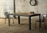 美式乡村风格铁艺复古做旧实木书桌 铁艺办公桌椅套装餐桌工作台