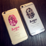 BAPE迷彩猿人潮超薄新款iphone6/4.7  6s手机壳透明保护壳tpu胶套