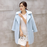2015冬装新款羊羔毛皮大衣韩版茧型仿皮草外套女装中长款加厚保暖