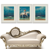 欧式现代客厅装饰画 沙发背景墙画壁画挂画三联家居风景油画 大海