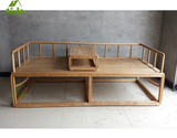 新中式现代老榆木免漆实木罗汉床高低床禅意家具 简式沙发三件套