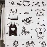 儿童房间墙贴纸母婴店铺橱窗贴画衣服物品分类可爱小标签标识卡通