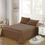 天然全棉斜纹高支高密纯色单件床单 健康环保活性印染床单咖啡色