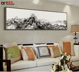 新中式挂画客厅装饰画水墨画国画墨迹抽象画沙发背景墙壁画三联画