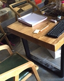 原木铁艺工作台办公桌简约现代超实用桌餐桌长方形桌椅组合会议桌