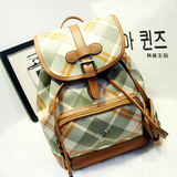 韩国代购小熊维尼包包2015新款专柜女包格子双肩包水桶包地图包