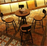 美式复古铁艺咖啡厅桌椅实木茶几阳台户外酒吧桌椅休闲洽谈组合