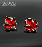 【WAWO】欧美外贸原单大牌正品饰品 质感金属滴釉枫叶 领花胸针