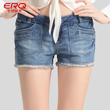 ERQ2016夏季新款女士时尚毛边裤修身显瘦百搭热裤牛仔短裤女