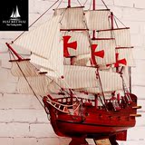 木质大号帆船模型摆件 地中海仿真实木船装饰 一帆风顺工艺船