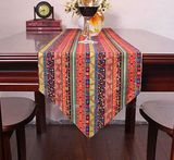 棉麻欧式桌布布艺桌旗咖啡厅台布东南亚风格条纹床旗民族风茶几布