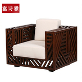 新中式客厅懒人沙发现代简约榻榻米单人实木单人沙发椅小户型家具