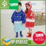 韩国kk树带书包位学生儿童雨衣雨鞋套装男童女童宝宝雨靴小孩水鞋
