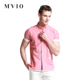 MVIO/妙维韩国高端男士商务休闲亚麻混纺短袖衬衫 MK4B67501