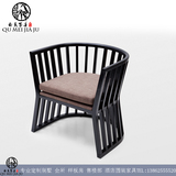 新中式现代实木沙发椅子酒店餐厅餐椅客厅休闲椅中式布艺洽谈椅