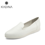 卡迪娜/kadina专柜休闲厚底浅口尖头压纹牛皮小白鞋女单鞋KL52402