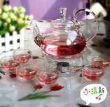 新品田园花草茶耐热玻璃茶具花果茶水果茶壶整套装下午红茶具透明